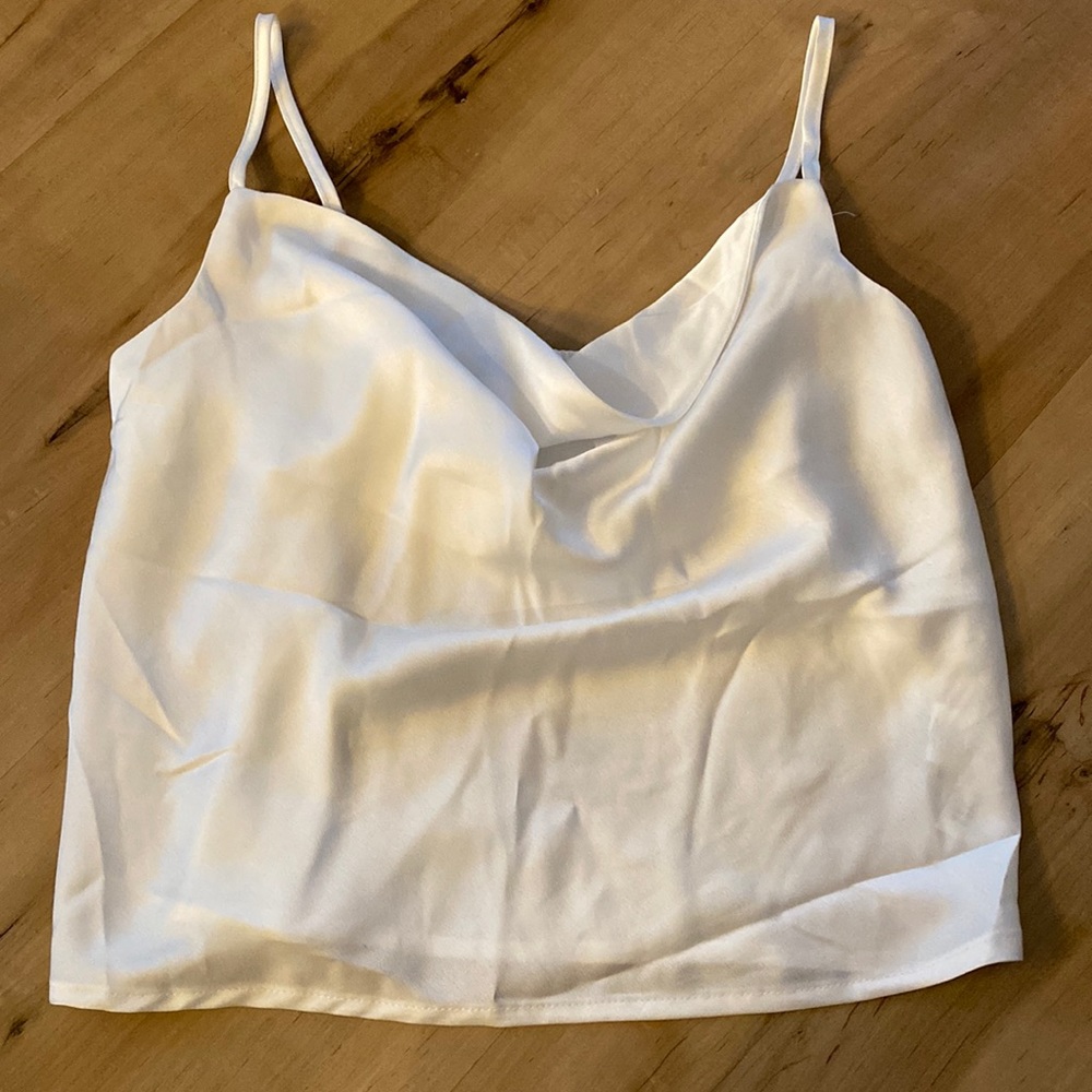 Nasty Gal Draped neckline white tank, silk material